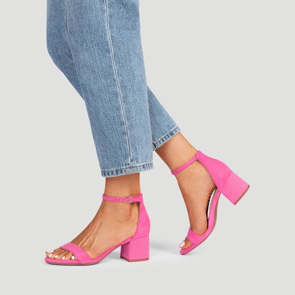 Dream Pairs Women's Fuchsia Suede Chunky Block Heel Ankle Strap Sandals Shoes - Picture 6 of 8